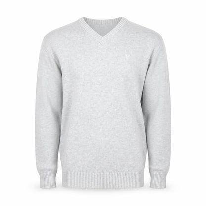 American Eagle Men’s Grey V-Neck Cotton Blend Jumper Size M