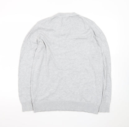 American Eagle Men’s Grey V-Neck Cotton Blend Jumper Size M