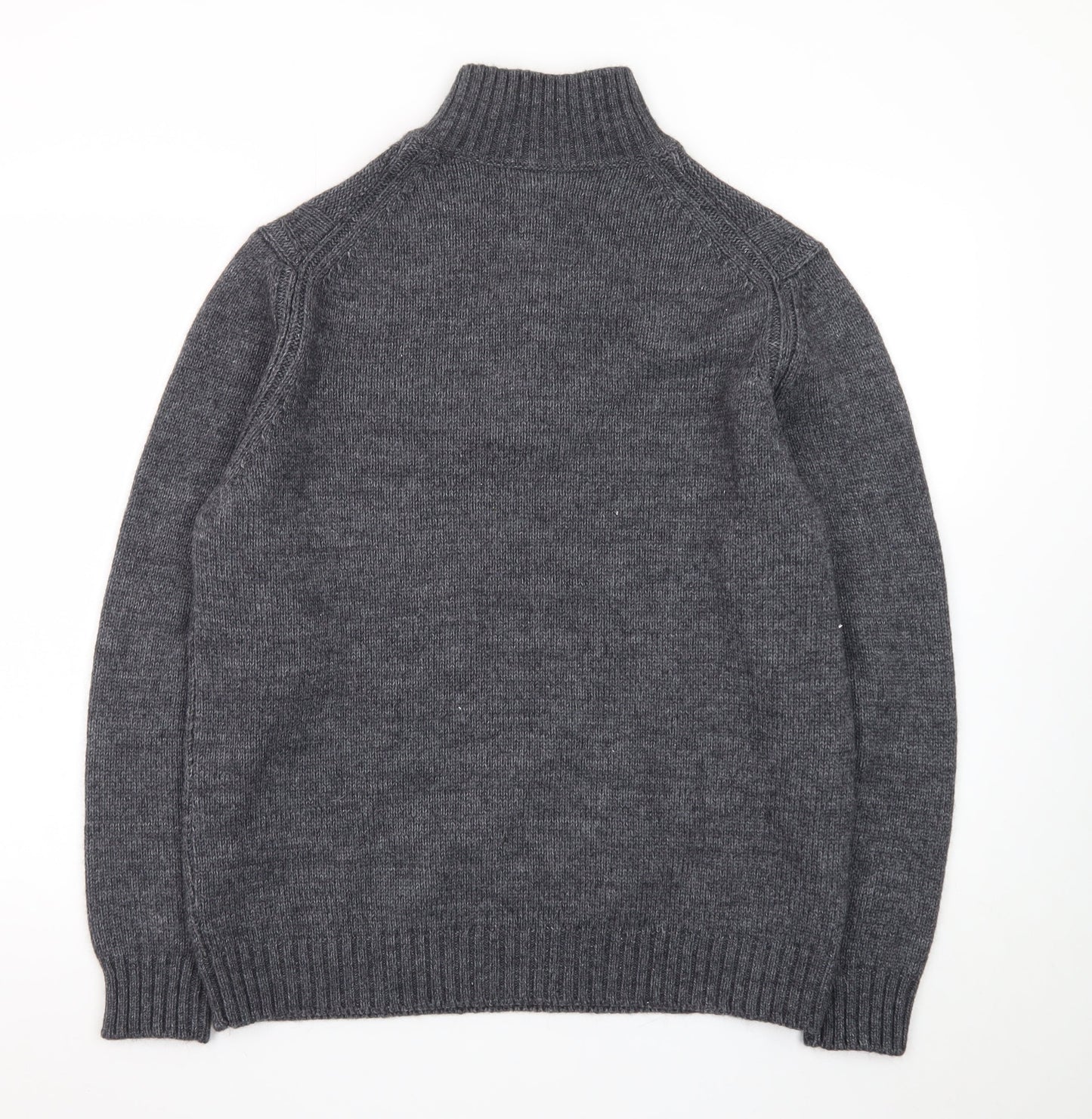 Duchamp London Men’s Grey Wool Alpaca Henley Jumper L High Neck