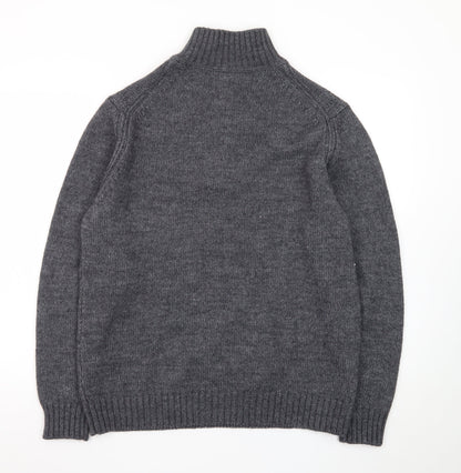 Duchamp London Men’s Grey Wool Alpaca Henley Jumper L High Neck