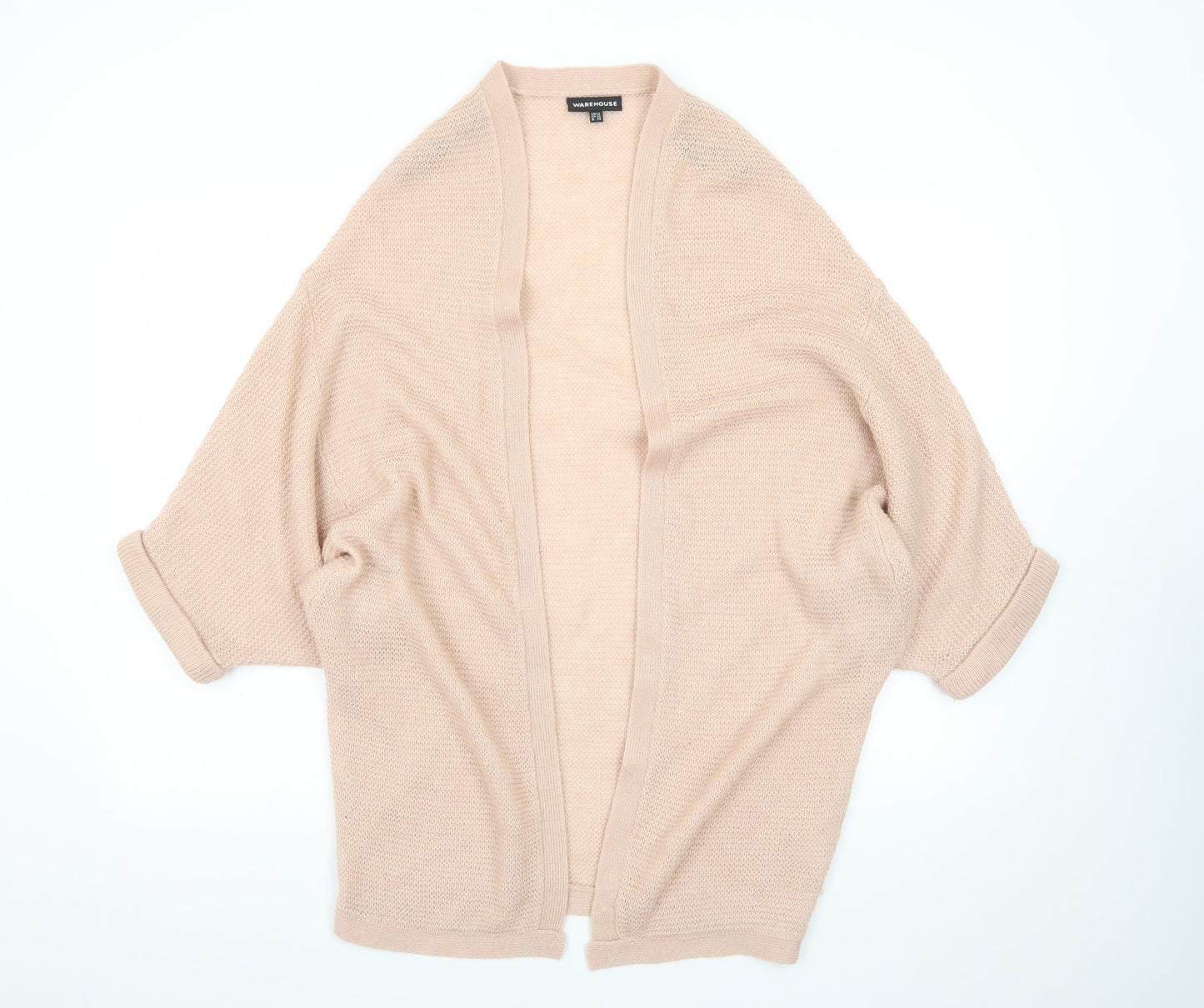 Warehouse Women’s Beige Open Knit 3/4 Sleeve Cardigan UK 12
