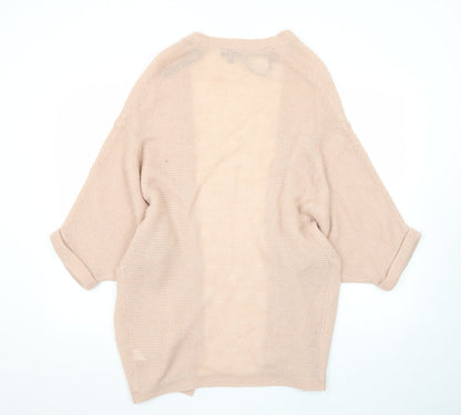 Warehouse Women’s Beige Open Knit 3/4 Sleeve Cardigan UK 12