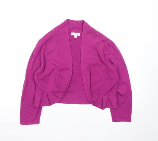 Monsoon Women’s Purple Cotton Shrug Cardigan L Lightweight Knit