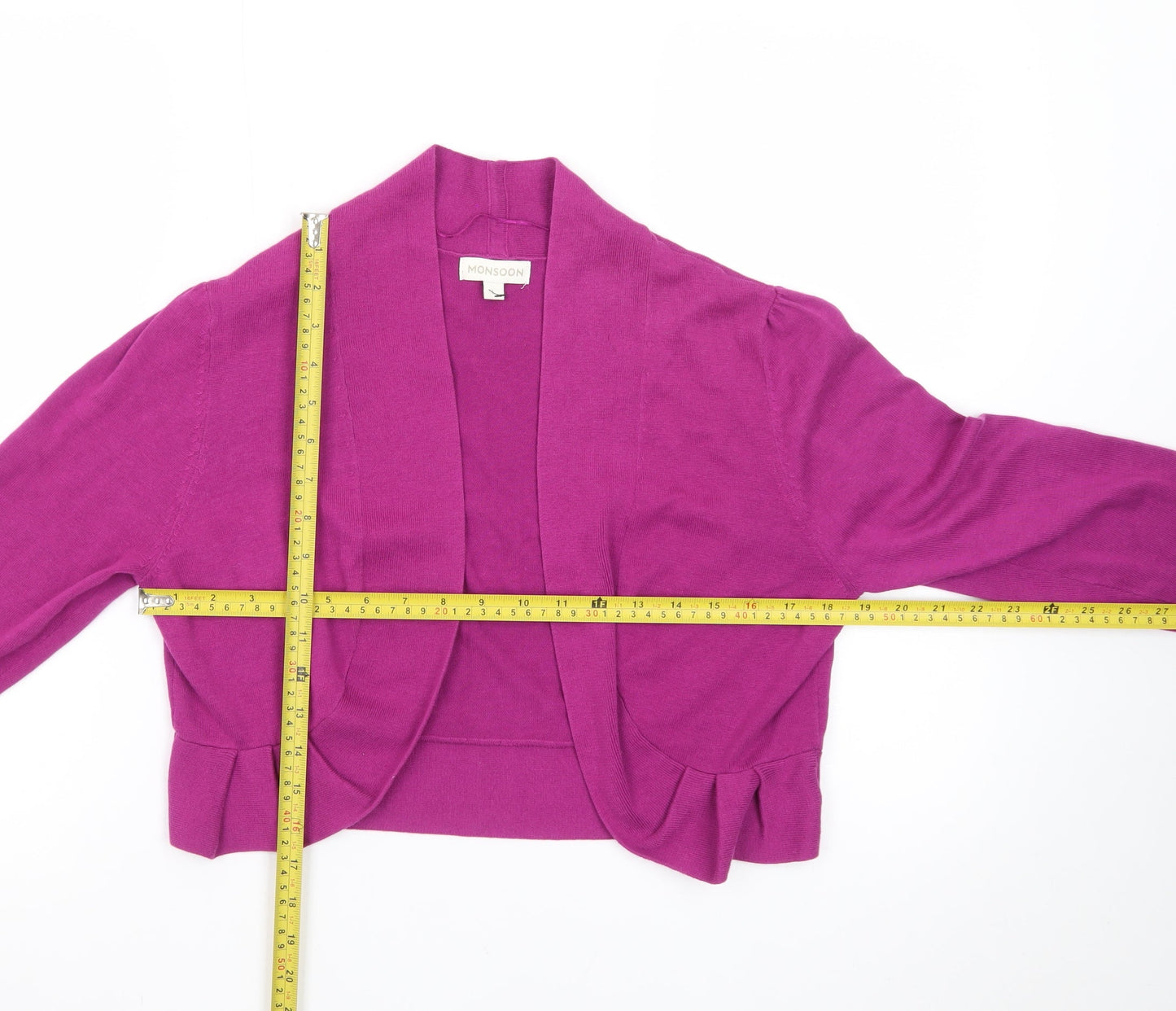 Monsoon Women’s Purple Cotton Shrug Cardigan L Lightweight Knit