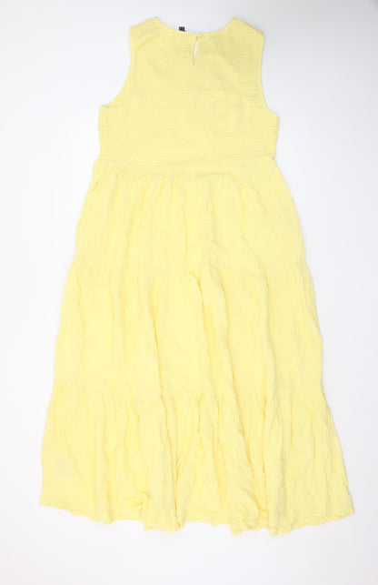 Nobody's Child Women's Yellow Cotton Sleeveless A-Line Midi Dress Size 18