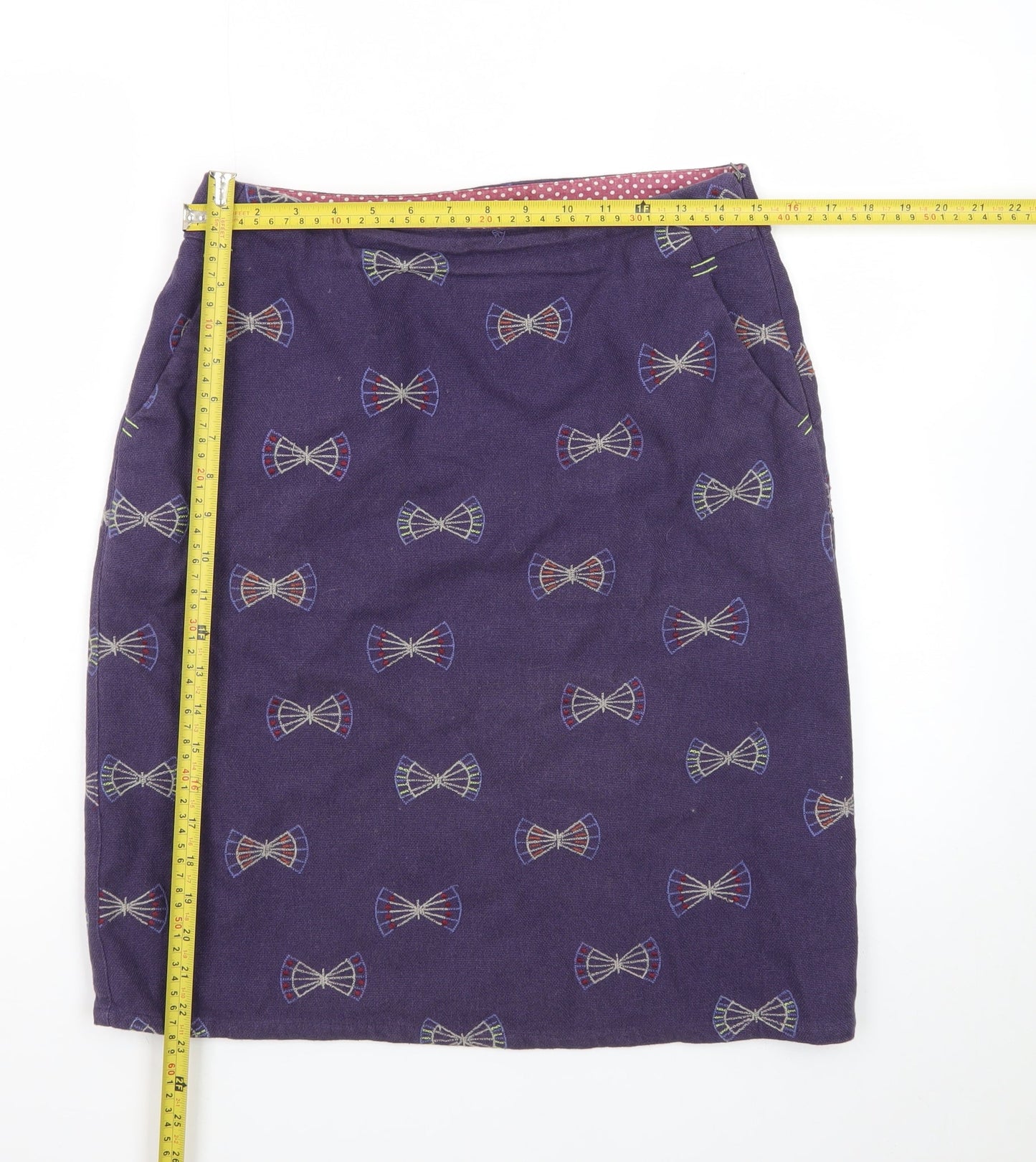 White Stuff Women's Purple Embroidered Pencil Skirt Size 8