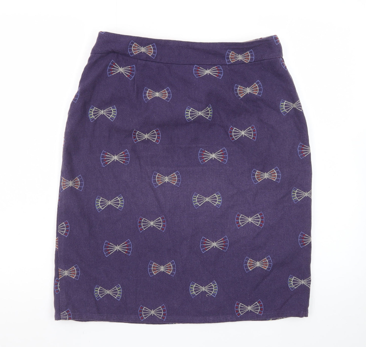 White Stuff Women's Purple Embroidered Pencil Skirt Size 8