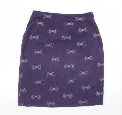 White Stuff Women's Purple Embroidered Pencil Skirt Size 8