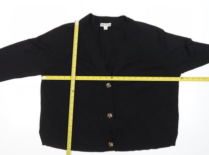 Whistles Women Black Medium Cardigan Cotton Blend V-Neck Button Front