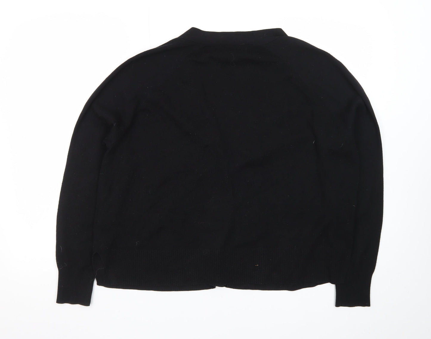 Whistles Women Black Medium Cardigan Cotton Blend V-Neck Button Front