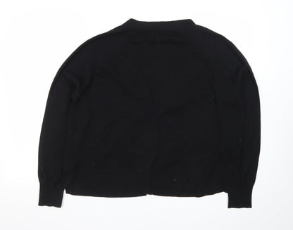 Whistles Women Black Medium Cardigan Cotton Blend V-Neck Button Front