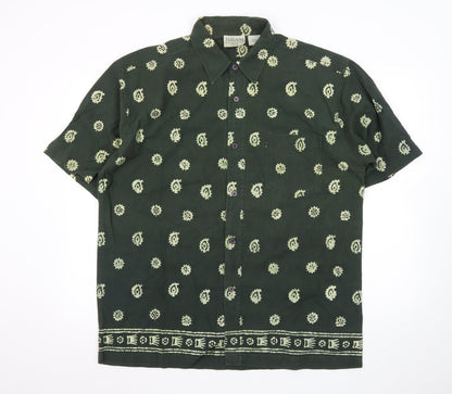 Fabiani Exclusive Men's Green Paisley Cotton Short Sleeve XL Shirt