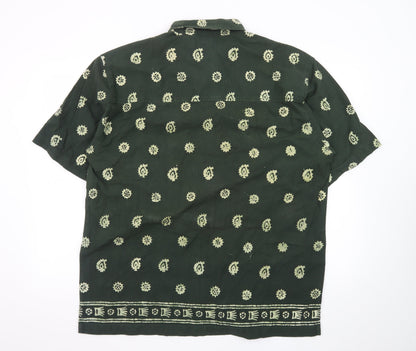 Fabiani Exclusive Men's Green Paisley Cotton Short Sleeve XL Shirt