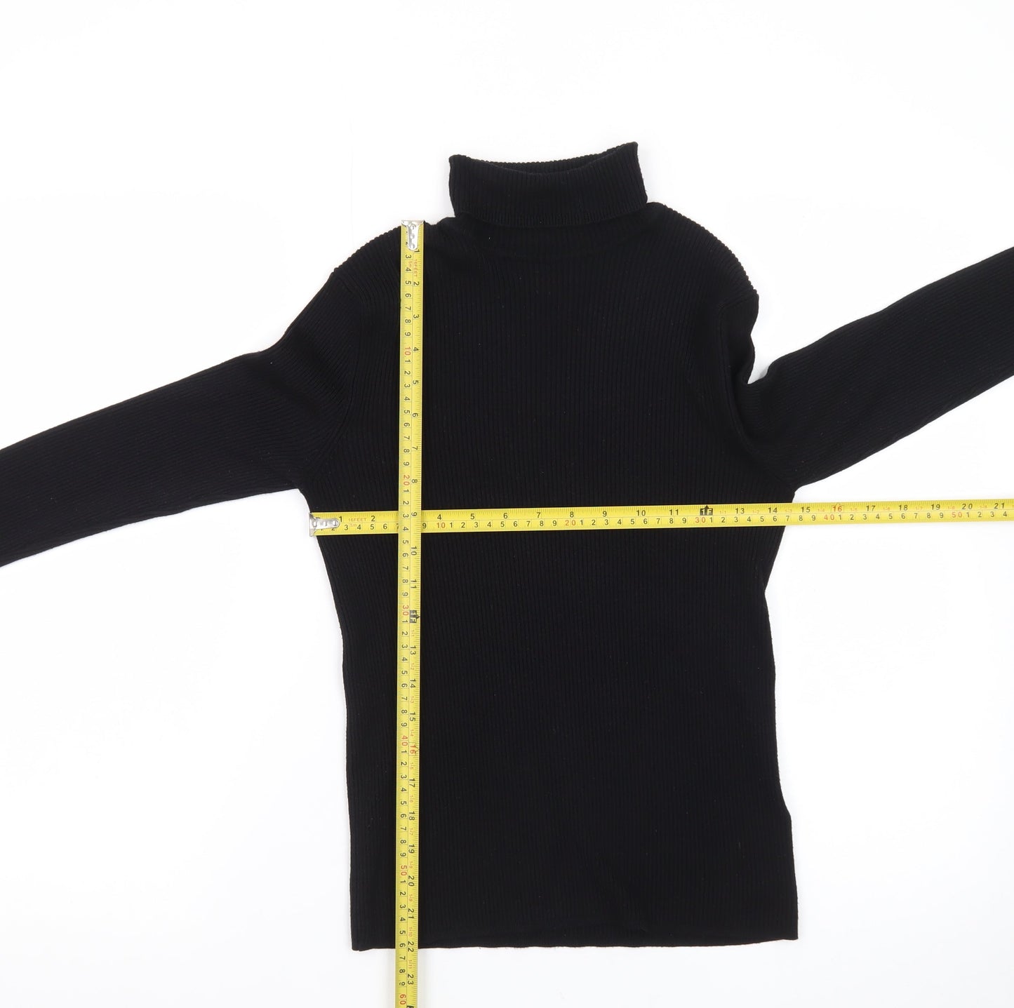 Marks and Spencer Women’s Black Roll Neck Slim Fit Petite Jumper Size 12