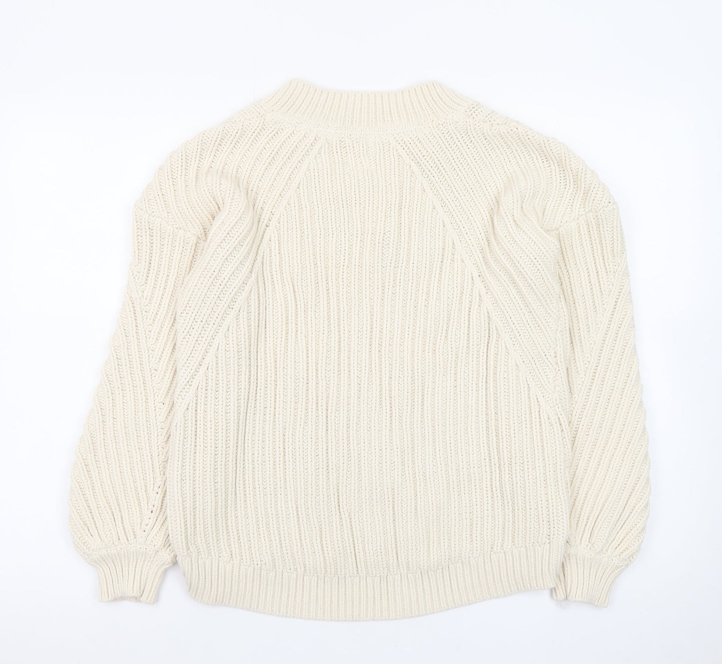 John Lewis Women’s Ivory Cable-Knit V-Neck Cotton Jumper Size 12