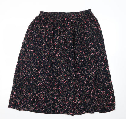 Bonmarché Women Blue Floral Midi A-Line Skirt Size 16 Viscose