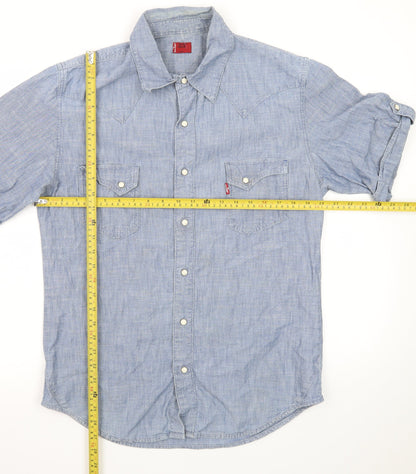 Levi's Men Blue Short Sleeve Button-Up Western Casual Shirt Medium