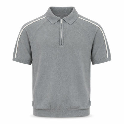 Reiss Men's Grey 1/4 Zip Short Sleeve Knit Polo Shirt Size S