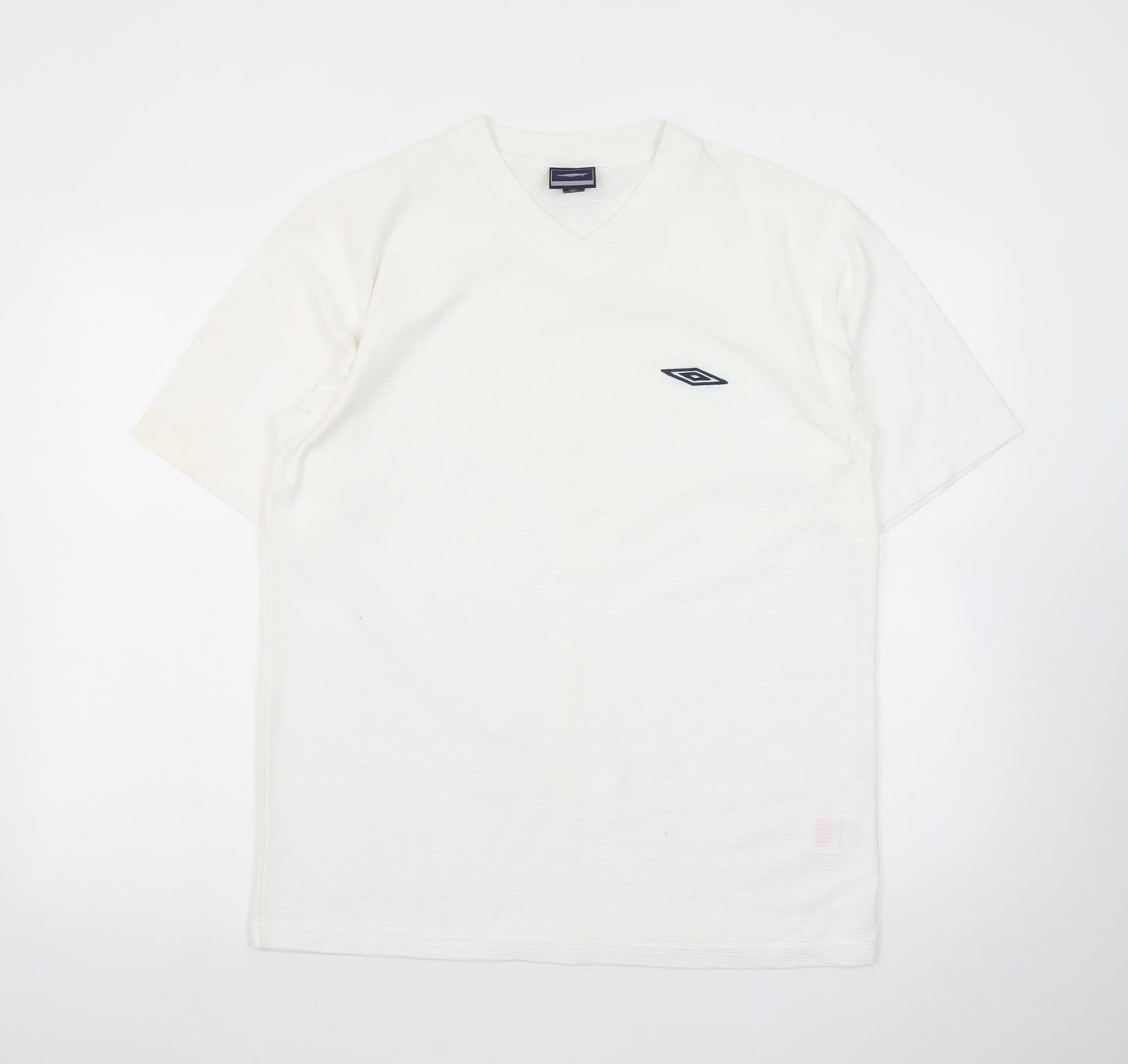 Umbro Men's White V-Neck Short Sleeve T-Shirt Size M Polyester Cotton