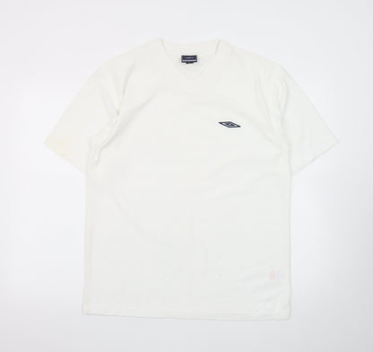 Umbro Men's White V-Neck Short Sleeve T-Shirt Size M Polyester Cotton