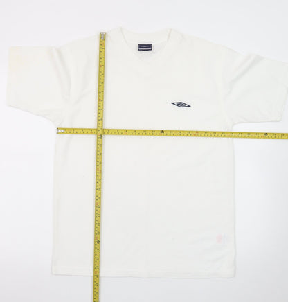Umbro Men's White V-Neck Short Sleeve T-Shirt Size M Polyester Cotton
