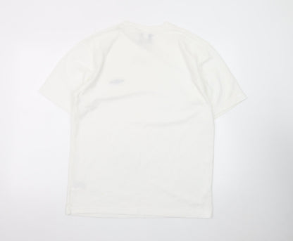 Umbro Men's White V-Neck Short Sleeve T-Shirt Size M Polyester Cotton