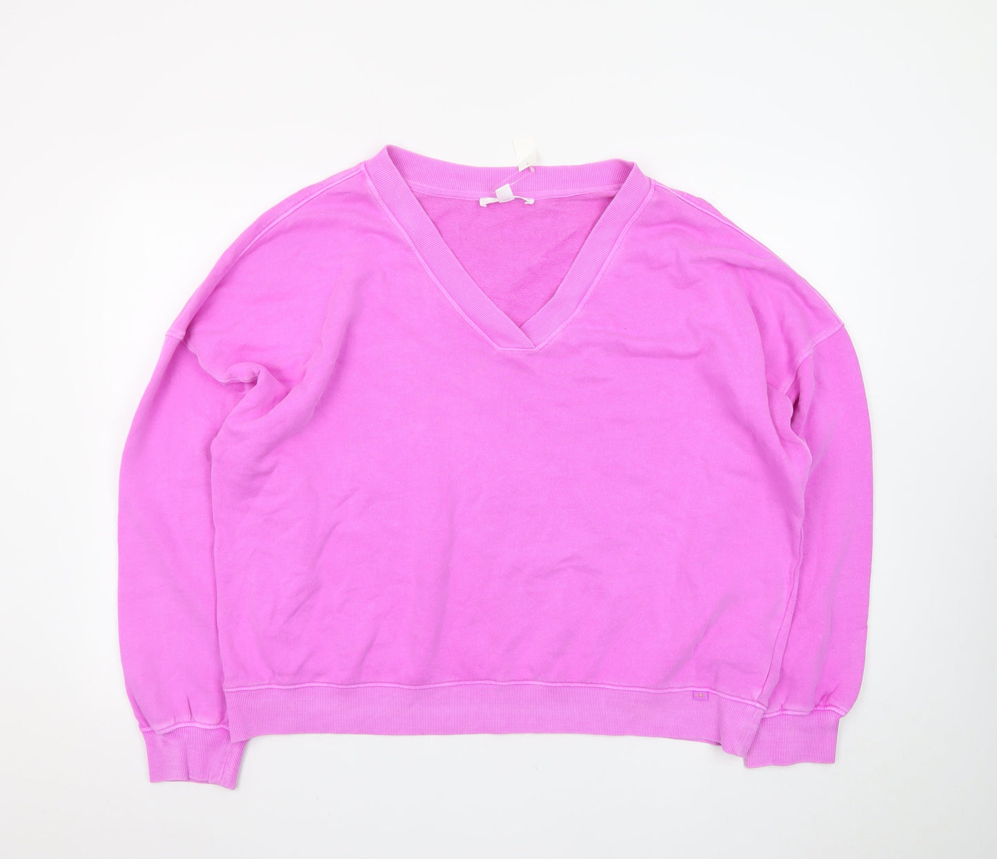 Boutique Women Pink V-Neck Cotton Relaxed Fit Jumper Size M