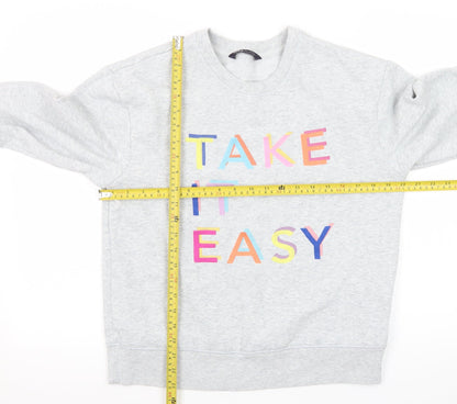 Marks and Spencer Women's Grey Size 12 Cotton Blend Pullover Sweatshirt