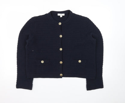 Marks and Spencer Women's Navy Blue Button Cardigan Medium Knit Jumper