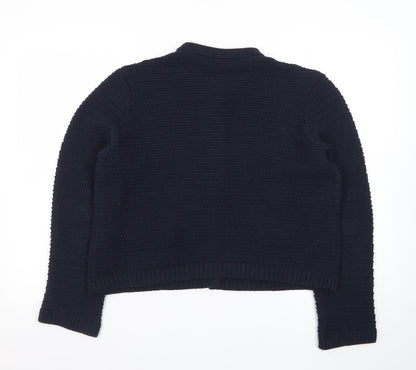 Marks and Spencer Women's Navy Blue Button Cardigan Medium Knit Jumper