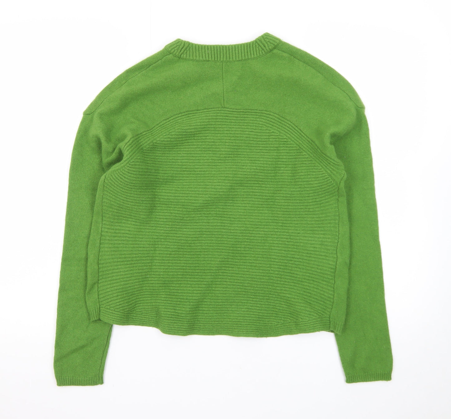 Oui Women Green Wool Blend Crew Neck Pullover Jumper Size 10