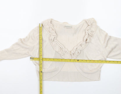 Minuet Women’s Beige Ruffle Knit Cardigan Size 14