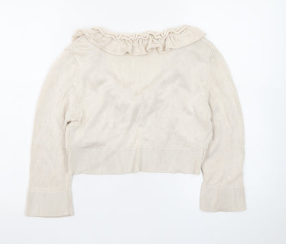 Minuet Women’s Beige Ruffle Knit Cardigan Size 14