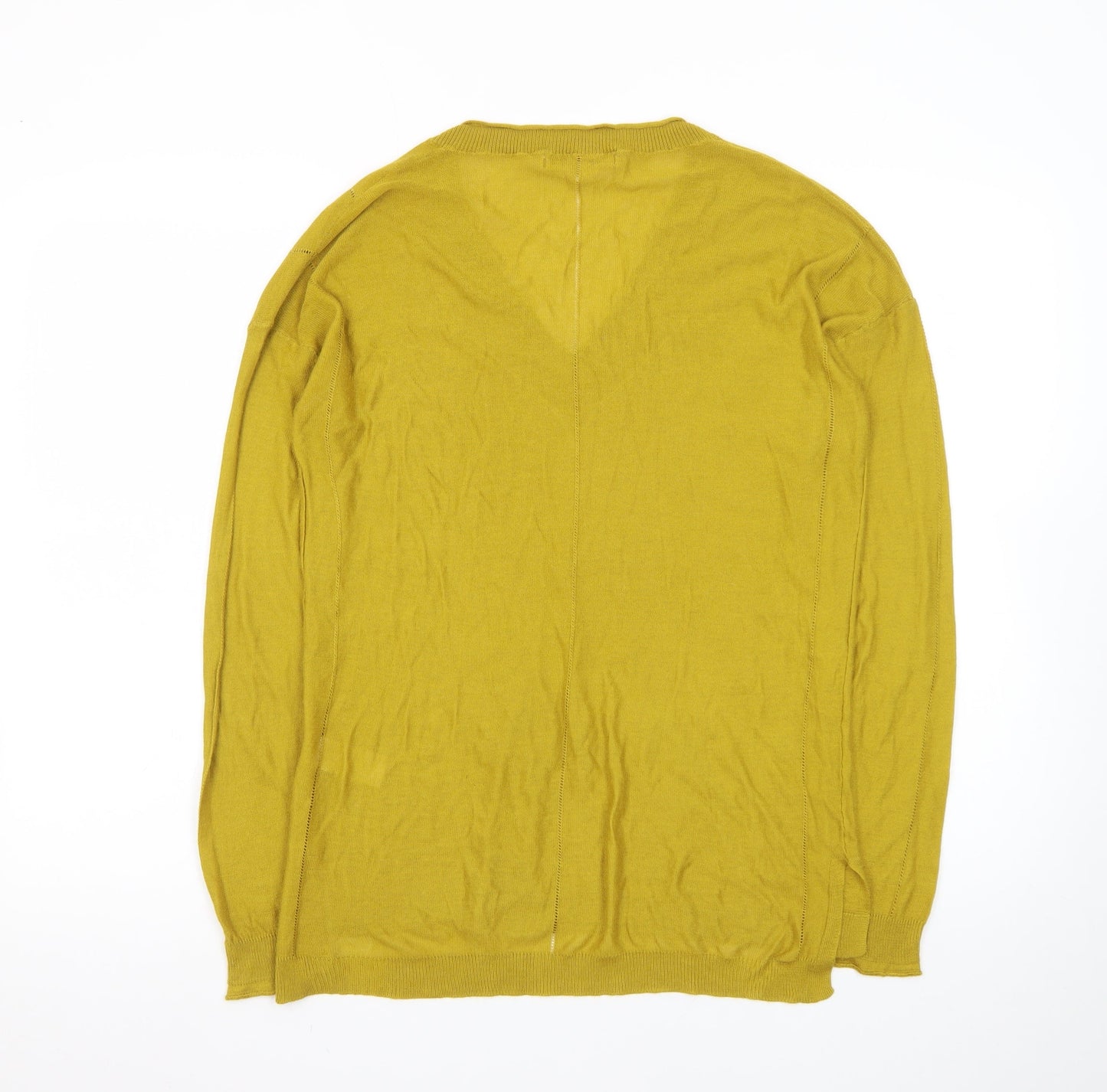 Next Womens Mustard V-Neck Jumper Size 12 Viscose Acrylic Knit