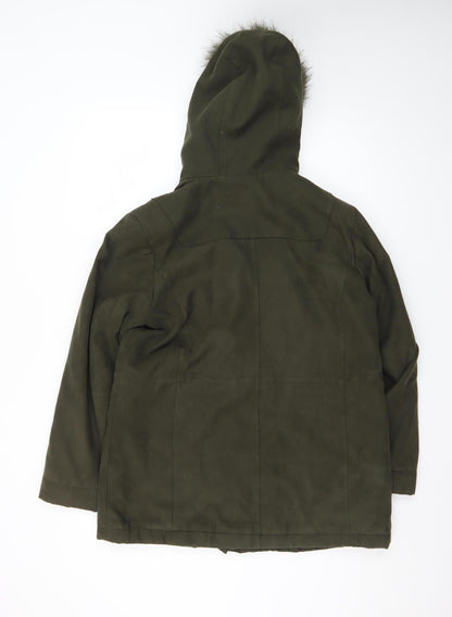 Marks and Spencer Women’s Green Faux Fur Hooded Parka Coat Size 14