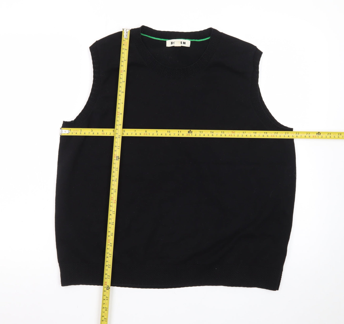 Boden Men Black XL Sleeveless Knit Vest Jumper Cotton Blend
