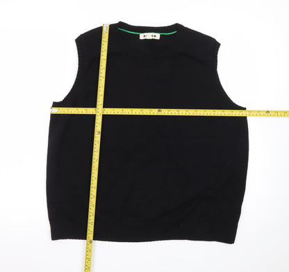 Boden Men Black XL Sleeveless Knit Vest Jumper Cotton Blend