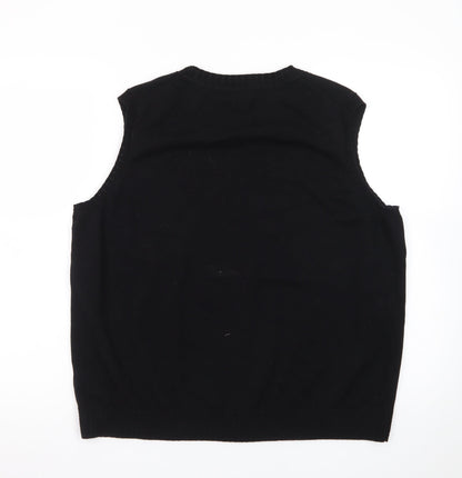 Boden Men Black XL Sleeveless Knit Vest Jumper Cotton Blend