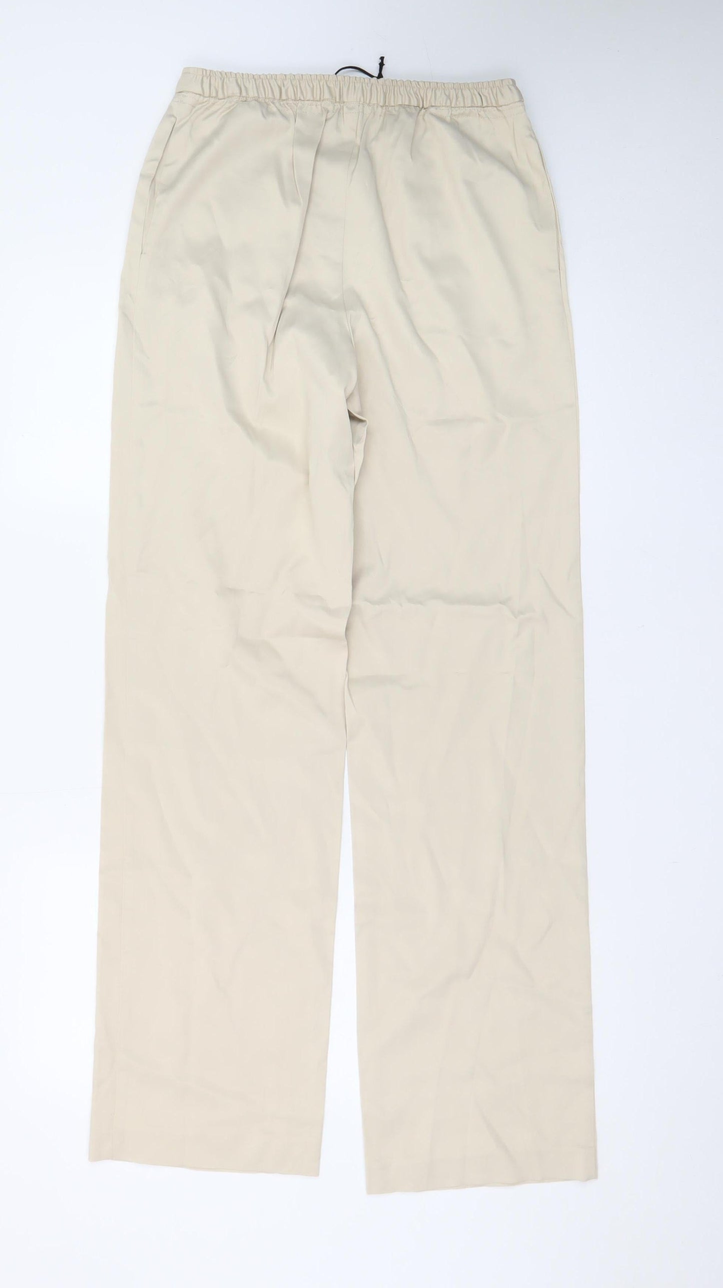 ZARA Women’s Beige XS Chino Trousers Elastic Waist Straight Leg
