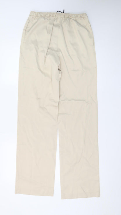 ZARA Women’s Beige XS Chino Trousers Elastic Waist Straight Leg