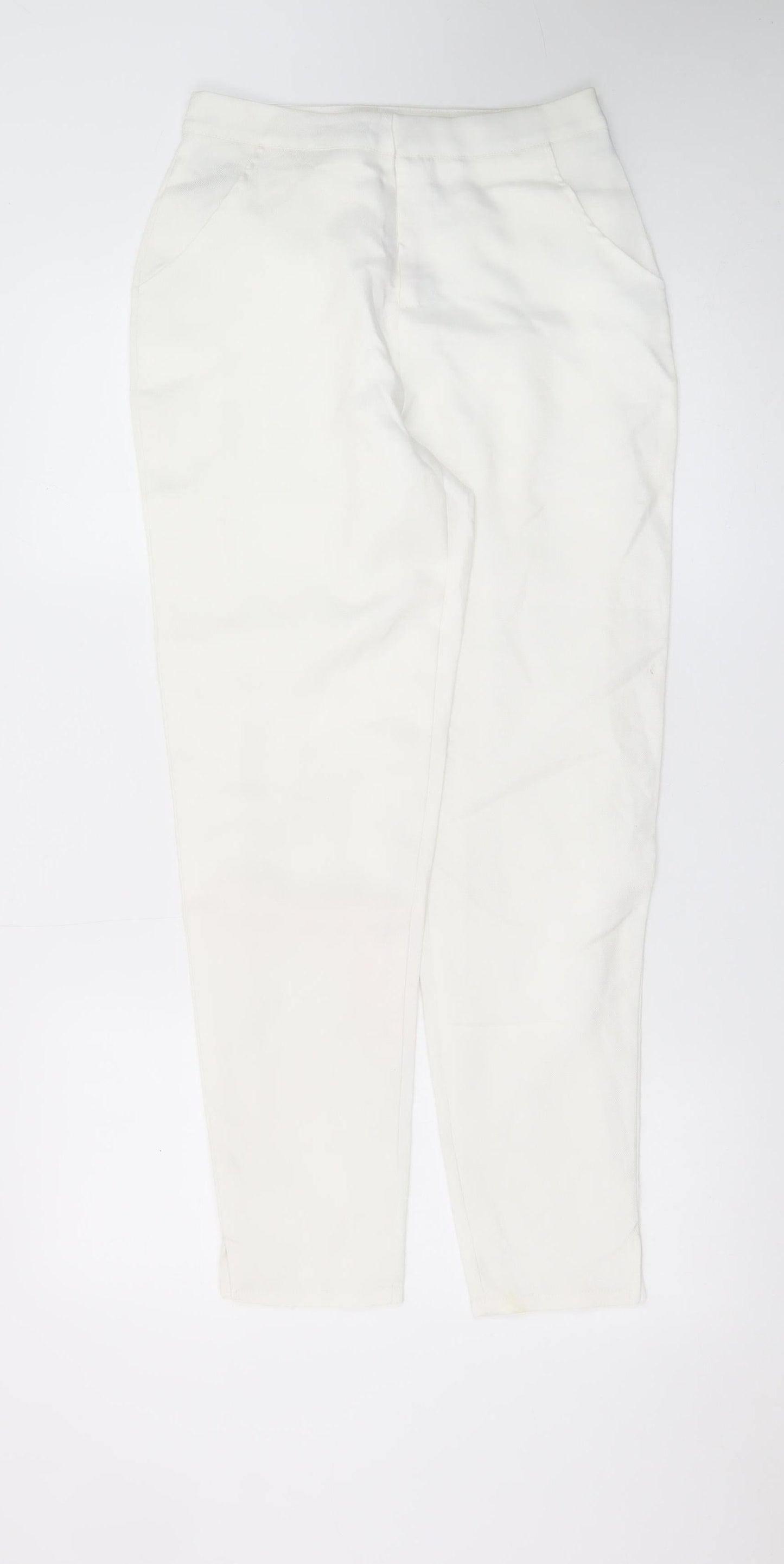 Motel Womens White Size 6 Tapered Stretch Cotton Trousers