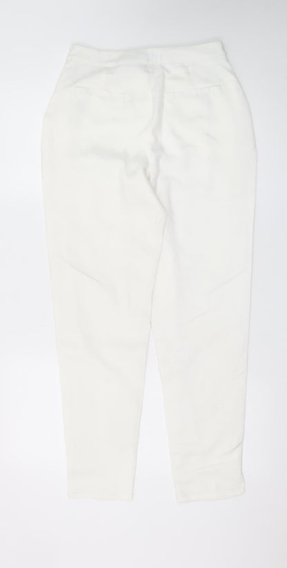 Motel Womens White Size 6 Tapered Stretch Cotton Trousers