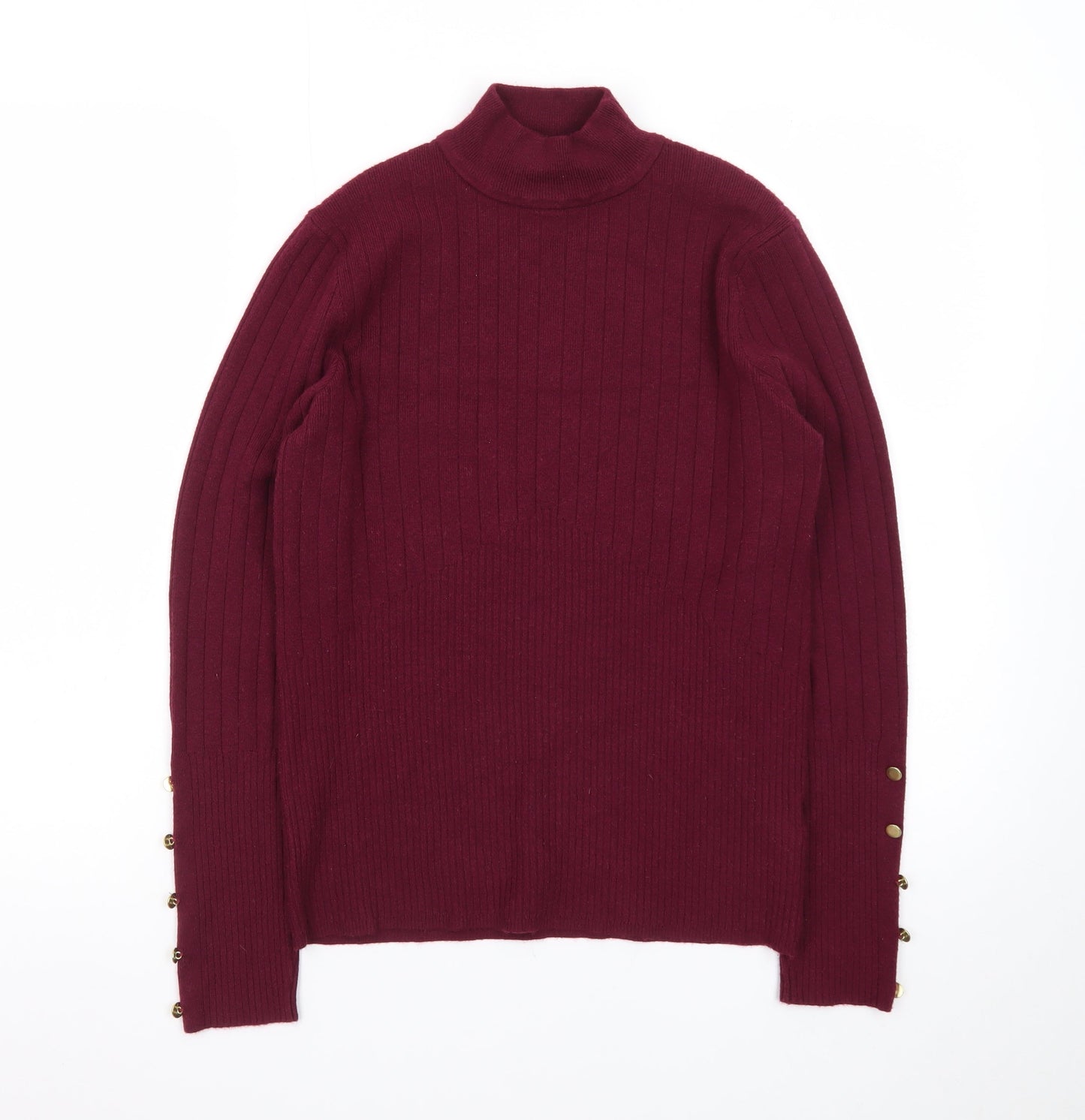 Marks and Spencer Women’s Red Roll Neck Ribbed Jumper Size 14