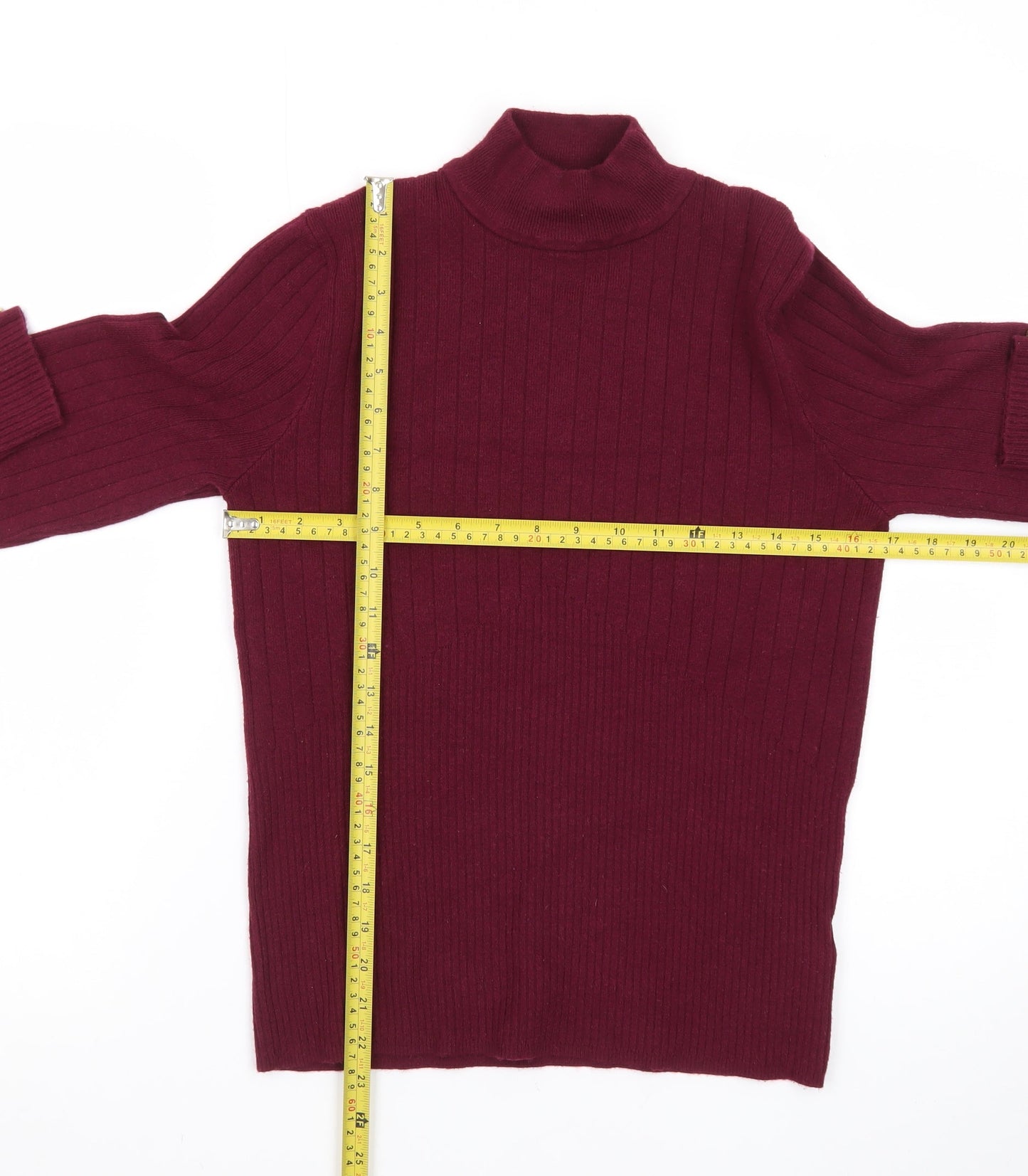 Marks and Spencer Women’s Red Roll Neck Ribbed Jumper Size 14