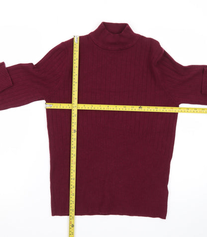 Marks and Spencer Women’s Red Roll Neck Ribbed Jumper Size 14