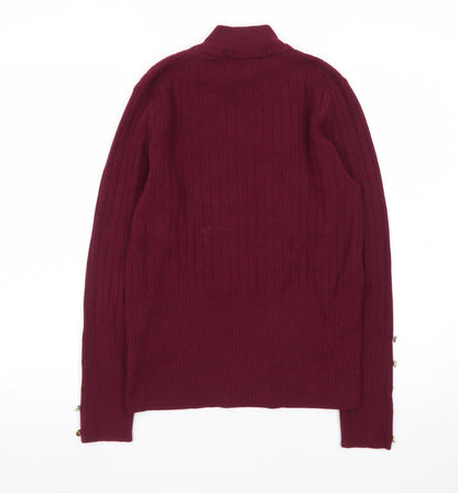 Marks and Spencer Women’s Red Roll Neck Ribbed Jumper Size 14