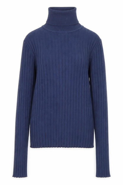 Collusion Women's Blue Roll Neck Ribbed Jumper Size 8