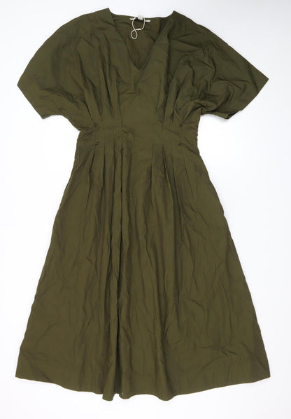 Marks and Spencer Women’s Green A-Line Midi Dress Size 10