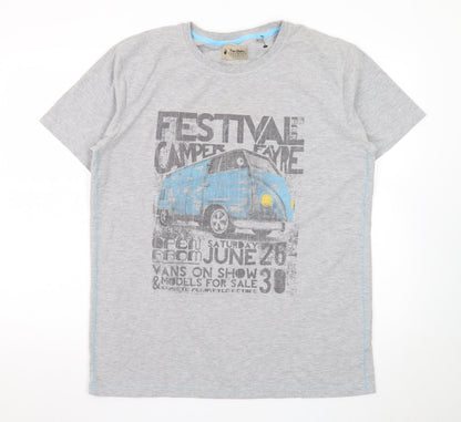 Peter Storm Men’s Grey Camper Van Festival Graphic T-Shirt L
