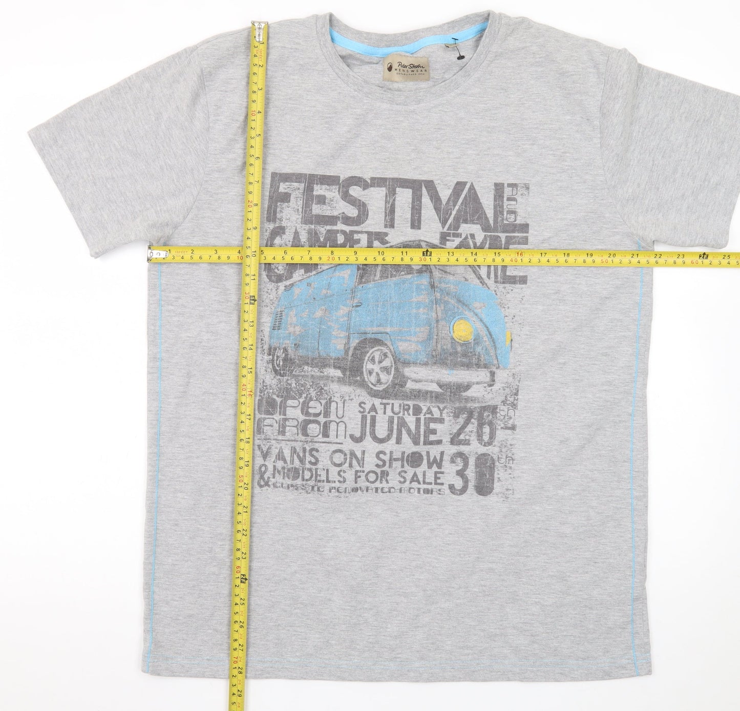 Peter Storm Men’s Grey Camper Van Festival Graphic T-Shirt L